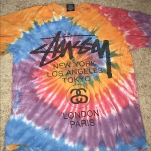 Stussy / rainbow tie dye / size small